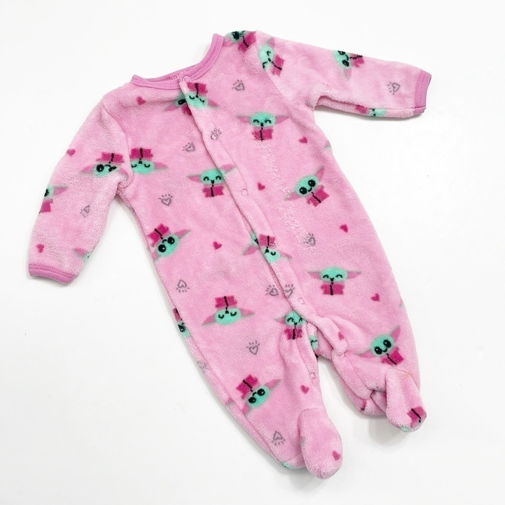 Star Wars Baby Yoda print fleece baby footie